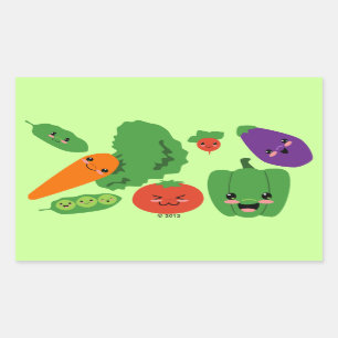 Pegatina Rectangular Verduras felices