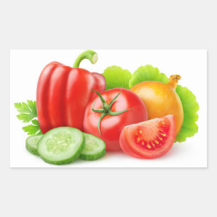 Pegatina Rectangular Verduras frescas