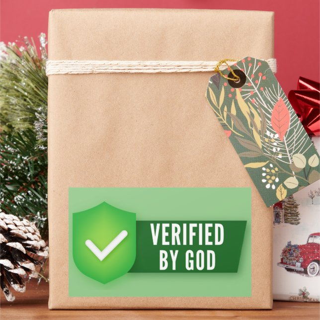 Pegatina Rectangular  Verified By God Christian Faith Believer Funny  (Vacaciones)