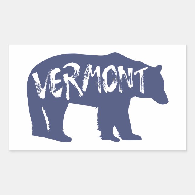 Pegatina Rectangular Vermont Bear (Anverso)