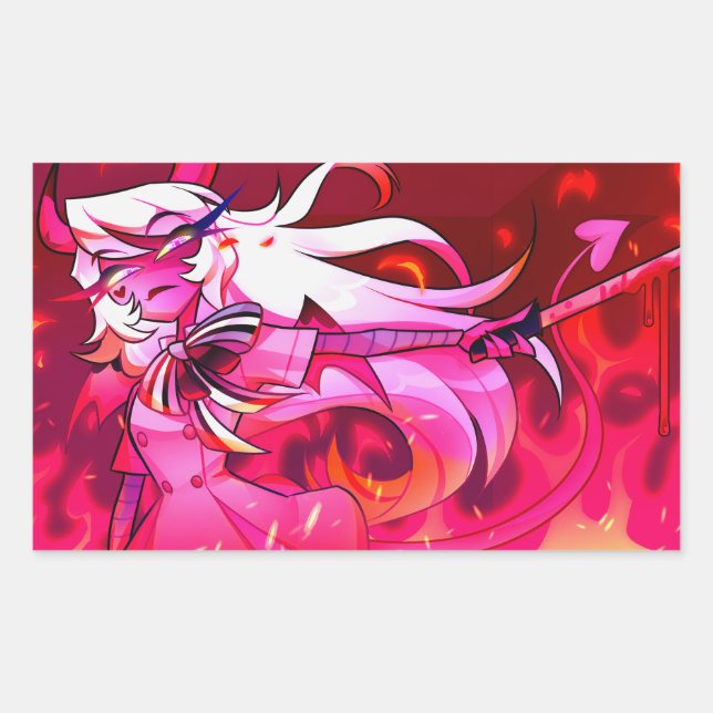 Pegatina Rectangular Verosika Halloween Slasher | Helluva Boss |  (Anverso)