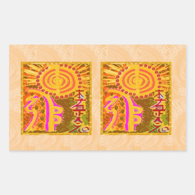 Pegatina Rectangular versión de 2013. Símbol de sanación REIKI (Anverso)