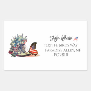 Pegatina Rectangular Veteranos estadounidenses lanzan caligrafía de ban