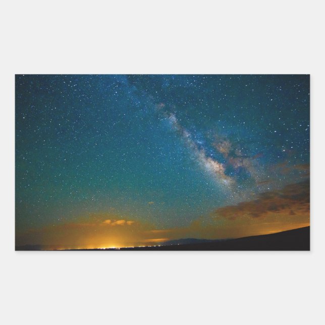 Pegatina Rectangular Vía Láctea sobre Taos, Nuevo México (Anverso)