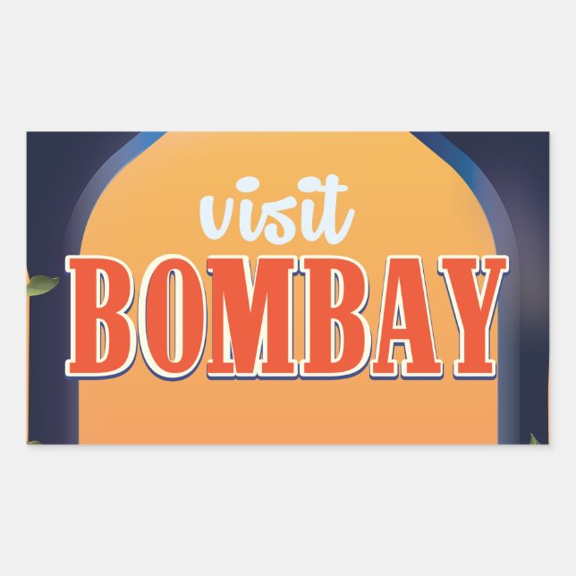 Pegatina Rectangular Viaje de la Vieja Bombay. (Anverso)