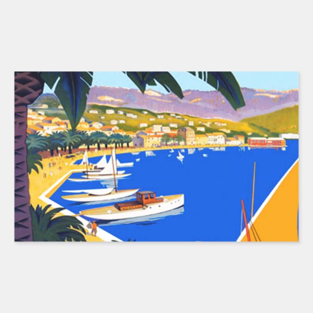 Pegatina Rectangular Viaje en la Costa Azul (Anverso)