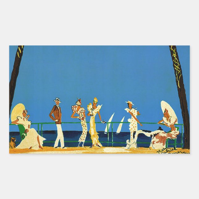 Pegatina Rectangular Viaje francés en la Costa Azul (Anverso)