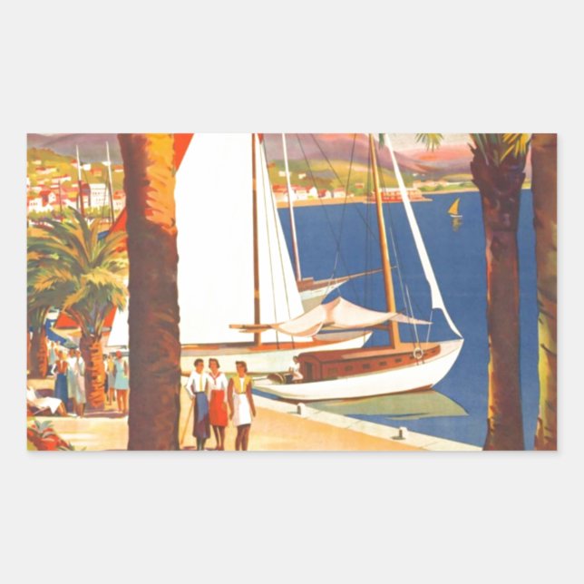 Pegatina Rectangular Viaje francés en la Costa Azul (Anverso)