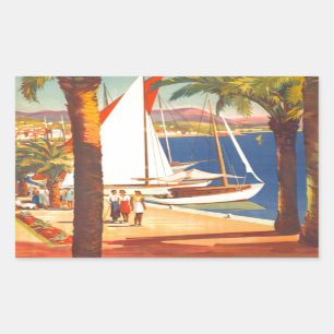 Pegatina Rectangular Viaje francés en la Costa Azul