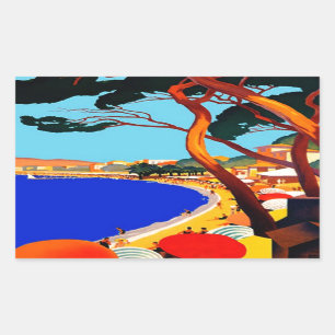 Pegatina Rectangular Viaje francés en la Costa Azul