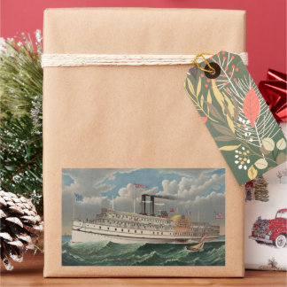 Pegatina Rectangular Viajé NY Grand Paddlewheel Vapor El Peregrino