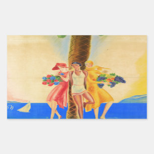 Pegatina Rectangular Viajes franceses de Cannes de época