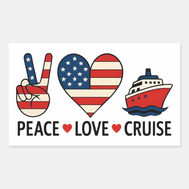 Pegatina Rectangular Vibes de vacaciones de Peace Love Cruise USA (Anverso)