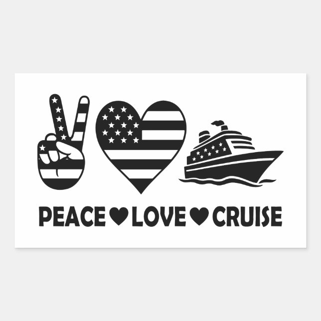 Pegatina Rectangular Vibes de vacaciones de Peace Love Cruise USA (Anverso)
