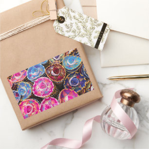 Pegatina Rectangular Vibrante Sombrero Mexicano