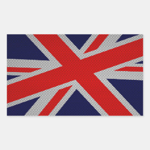 Pegatina Rectangular Vibrante Union Jack on Carbon Fiber Style Print