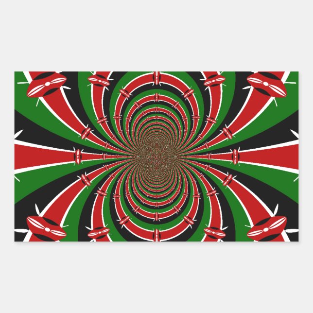 Pegatina Rectangular Vibrante visión de Kenia: arte de la bandera kenia (Anverso)