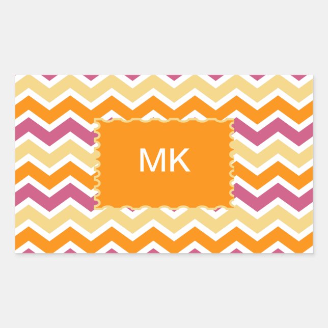 Pegatina Rectangular Vibrante ZigZag tribal (Anverso)