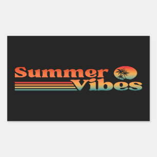 PEGATINA RECTANGULAR VIBRAZONES DE VERANO ATARDECER VINTAGE VACACIONES