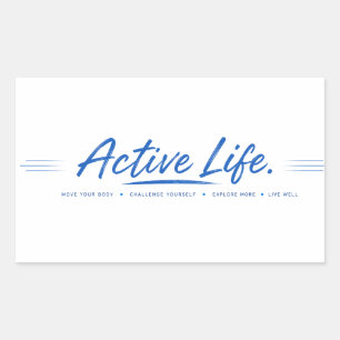 Pegatina Rectangular Vida Activa Mueve Tu Cuerpo Motivación Fitness