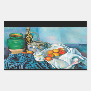 Pegatina Rectangular Vida con manzanas Paul Cézanne pintando comida