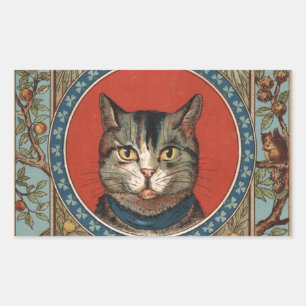 Pegatina Rectangular Vida de gato vintage para gatito clásico victorian