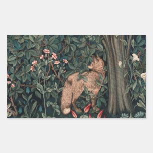 Pegatina Rectangular Vida silvestre William Morris Greenery Fox