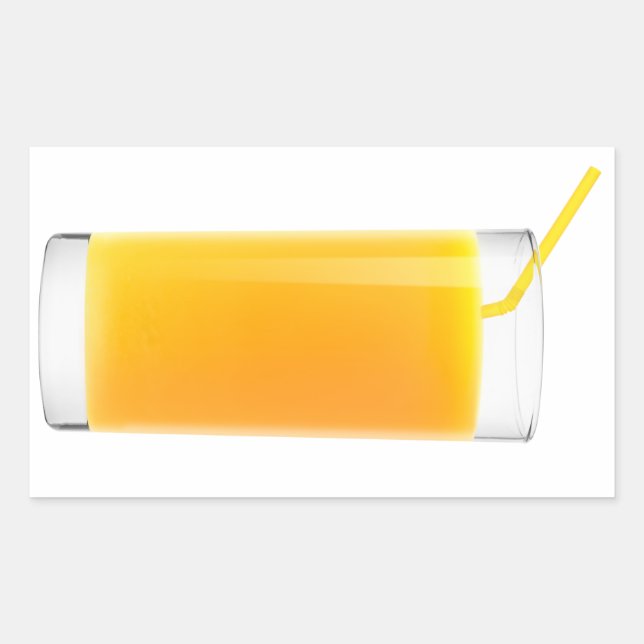 Pegatina Rectangular Vidrio de jugo de naranja (Anverso)