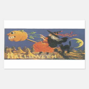 Pegatina Rectangular Vieja Bruja de Halloween de moda