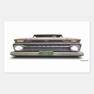 Pegatina Rectangular Viejo Camión de recogida de Rat Rod Viejo Conduct