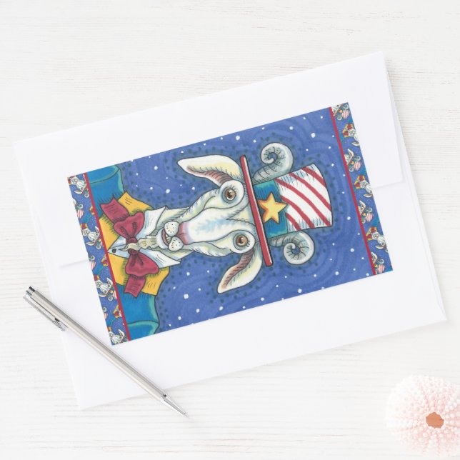 PEGATINA RECTANGULAR VIEJO TÍO DE CABRA SAM, FUNNY FARM PATRIOTA BILLYG (Sobre)