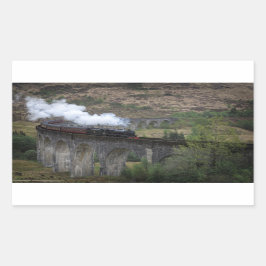 Pegatina Rectangular Viejo tren de vapor en el Viaducto de Glenfinnan