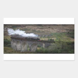 Pegatina Rectangular Viejo tren de vapor en el Viaducto de Glenfinnan