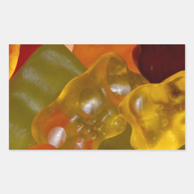 Pegatina Rectangular Viele bunte Gummibärchen (Anverso)