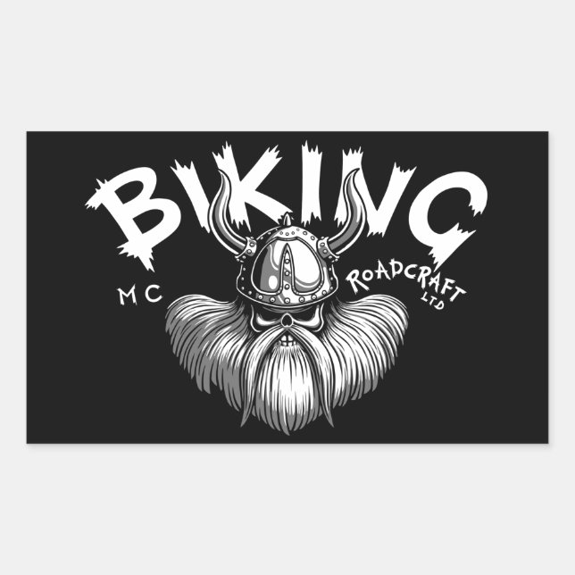 Pegatina Rectangular Viking en bicicleta (Anverso)