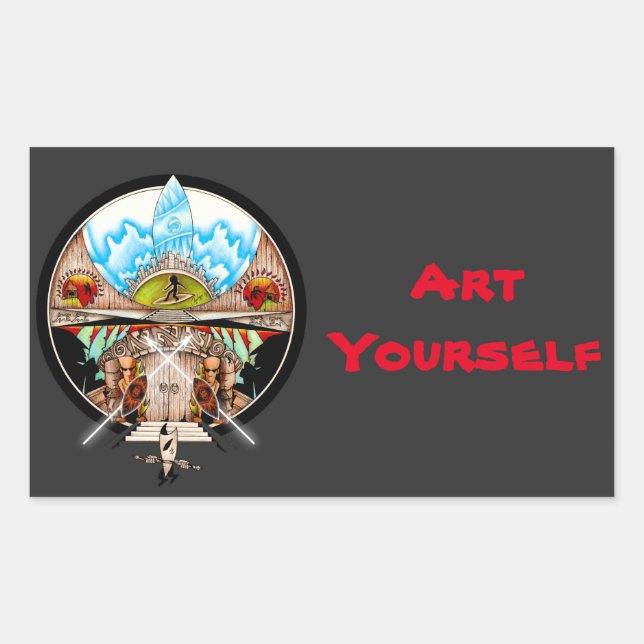 Pegatina Rectangular Villa Tiki (Anverso)