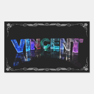 Pegatina Rectangular Vincent - El nombre Vincent en luces 3D (Fotografí