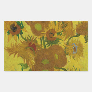 Pegatina Rectangular Vincent Van Gogh 15 girasoles Pintura