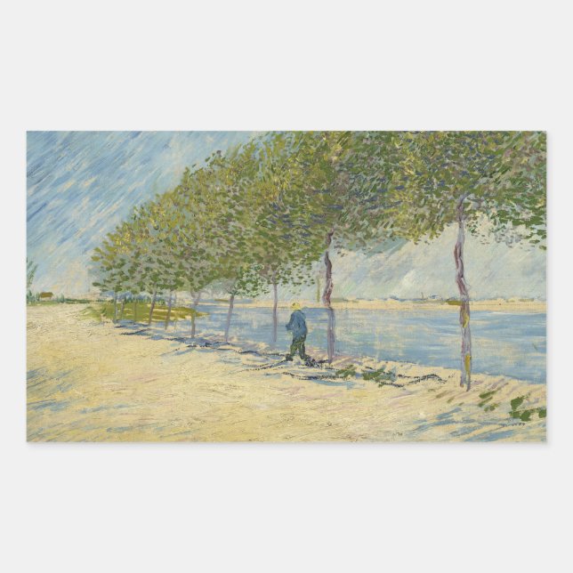 Pegatina Rectangular Vincent van Gogh - A lo largo del Sena (Anverso)
