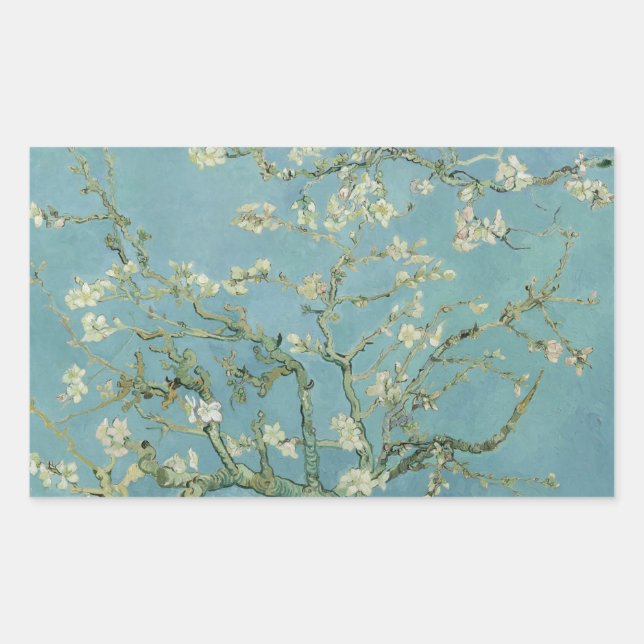Pegatina Rectangular Vincent van Gogh - Almond Blossom (Anverso)