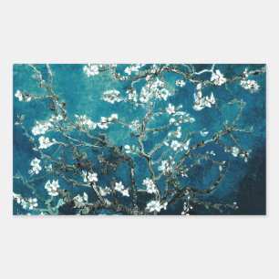 Pegatina Rectangular Vincent Van Gogh Almond Blossoms Oscuro Verde azul