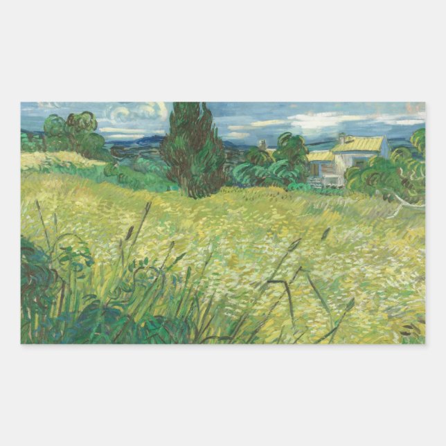 Pegatina Rectangular Vincent van Gogh - Campo verde (Anverso)