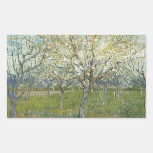 Pegatina Rectangular Vincent van Gogh - El huerto rosado