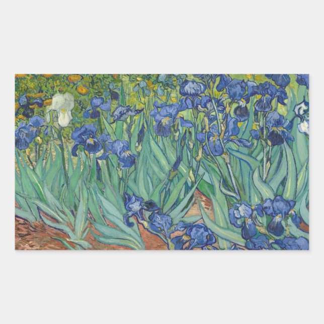 Pegatina Rectangular Vincent van Gogh - Irises (Anverso)