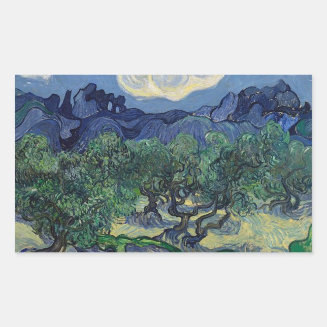 Pegatina Rectangular Vincent van Gogh - Los Olivos (Anverso)