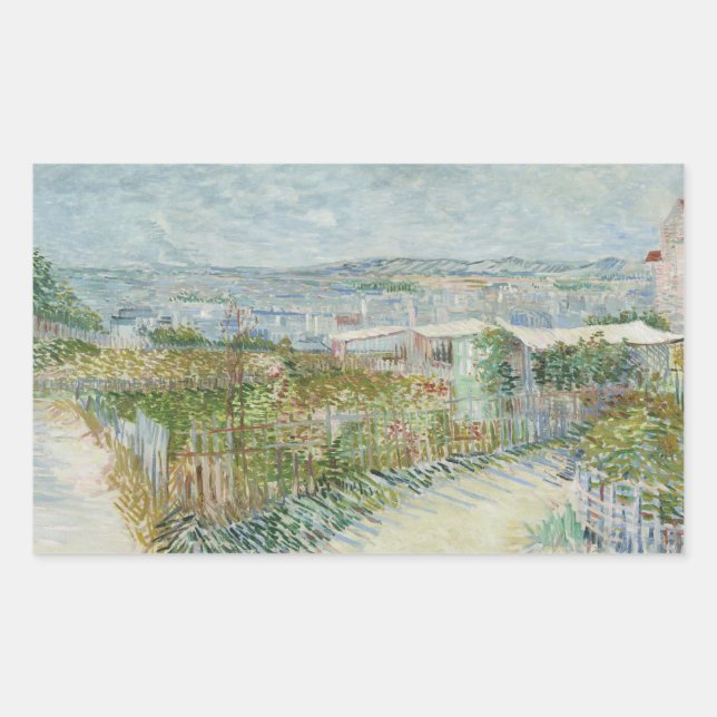 Pegatina Rectangular Vincent van Gogh - Montmartre: Detrás del Moulin (Anverso)
