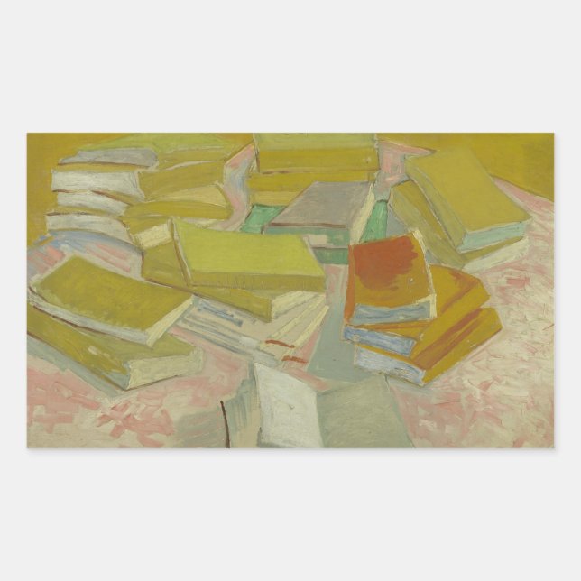 Pegatina Rectangular Vincent van Gogh - Montones de novelas francesas (Anverso)