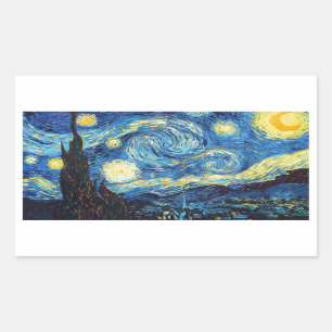 Pegatina Rectangular Vincent Van Gogh - Noche estrellada