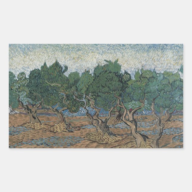 Pegatina Rectangular Vincent van Gogh - Olive Grove (Anverso)