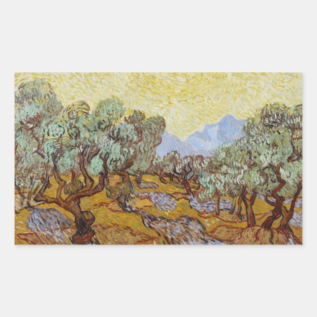 Pegatina Rectangular Vincent van Gogh - Olivos (Anverso)